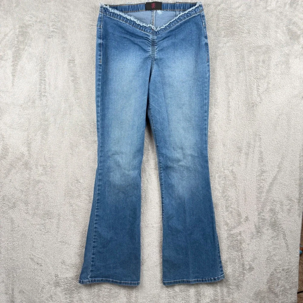 No Boundaries‎ Denim Flare Jeans Juniors 9 Frayed Waist Y2K Style Low Rise Retro